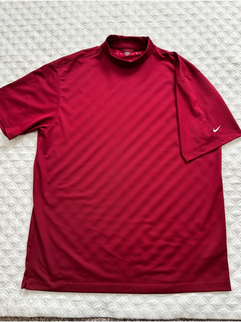 Nike Golf Men's Short Sleeve Mock Neck Performance Tee in Deep Red Size XXL